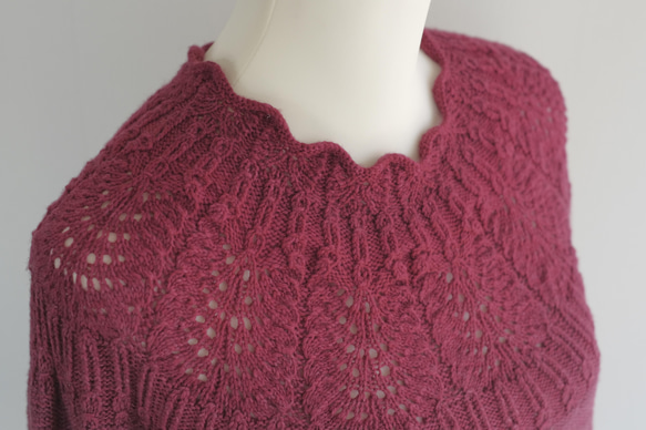 手編み Aラインセーター オーストリア産「Wollelfe」手染め毛糸 3枚目の画像