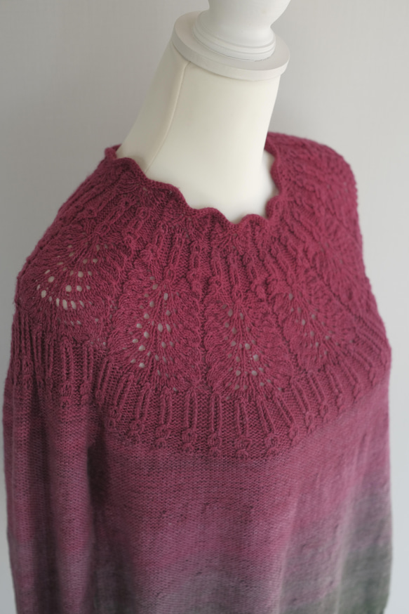 手編み Aラインセーター オーストリア産「Wollelfe」手染め毛糸 2枚目の画像