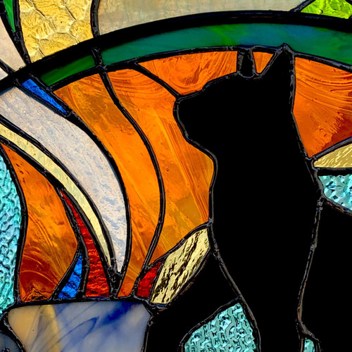 ステンドグラス パネル制作 黒猫珈琲店＃3 猫の日 creema限定