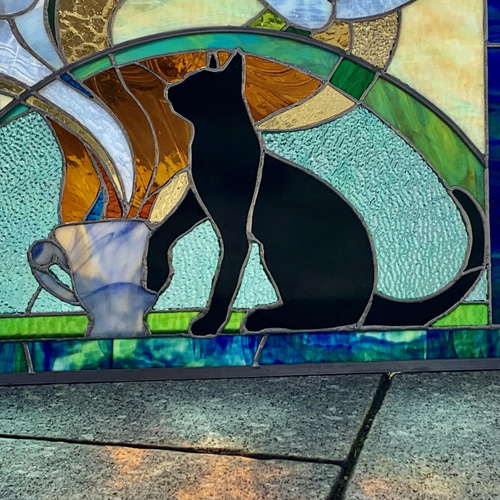 ステンドグラス パネル制作 黒猫珈琲店＃3 猫の日 creema限定