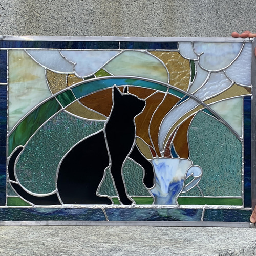 猫油絵『猫珈琲店』 落選作品】猫 油絵『猫珈琲店』