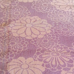 【正絹はぎれ】紫色に白い水玉と花柄の生地　約35.8×100ｃｍ 8枚目の画像