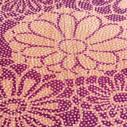 【正絹はぎれ】紫色に白い水玉と花柄の生地　約35.8×100ｃｍ 5枚目の画像