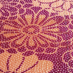【正絹はぎれ】紫色に白い水玉と花柄の生地　約35.8×100ｃｍ 4枚目の画像