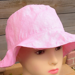 ハーブ様への作品です。　　伝統の紅花染め　ヘンプ１００％帽子　　Pink hut 　✿ 5枚目の画像