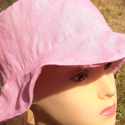 ハーブ様への作品です。　　伝統の紅花染め　ヘンプ１００％帽子　　Pink hut 　✿ 2枚目の画像