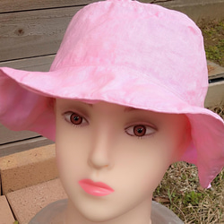 ハーブ様への作品です。　　伝統の紅花染め　ヘンプ１００％帽子　　Pink hut 　✿ 6枚目の画像
