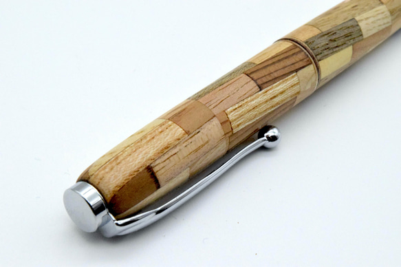 【寄木】(試作品) 手作り木製ボールペン スリムライン CROSS替芯 3枚目の画像