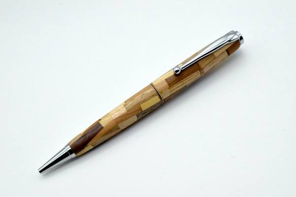 【寄木】(試作品) 手作り木製ボールペン スリムライン CROSS替芯 1枚目の画像