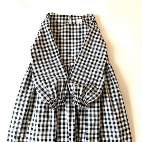 ギンガムチェック柄ギャザーワンピース 長袖 ギンガムチェックギャザーワンピ♡長袖タイプ♡サイズが3サイズ