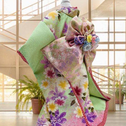 犬の着物✨犬用本格振袖着物&お被布セット 洗える着物 化繊 七五三