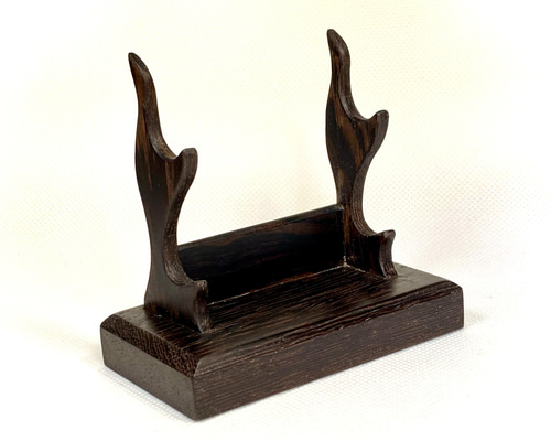 ウエンジの刀掛台形万年筆架台（二本掛け）売約済み ペンケース 彩り