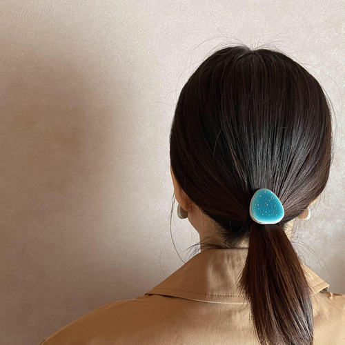 金沢金箔と美濃焼タイルのヘアゴム/水面 ヘアゴム tile art kanazawa