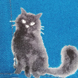 【黒猫柄】ネコ柄がオシャレで可愛い立体マスク　手作り布マスク　ねこ　マスタード・ブルー 4枚目の画像