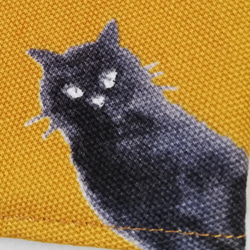 【黒猫柄】ネコ柄がオシャレで可愛い立体マスク　手作り布マスク　ねこ　マスタード・ブルー 5枚目の画像