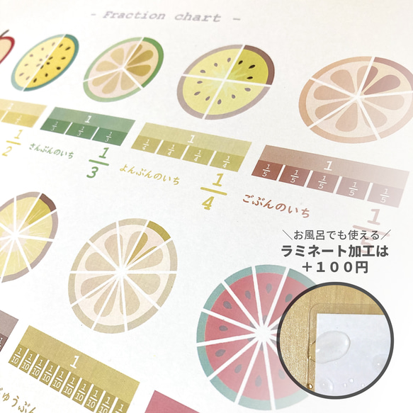 分数早見表 【 可愛い輪切りのフルーツでわかりやすく ！ 即日受取可♪】 2枚目の画像