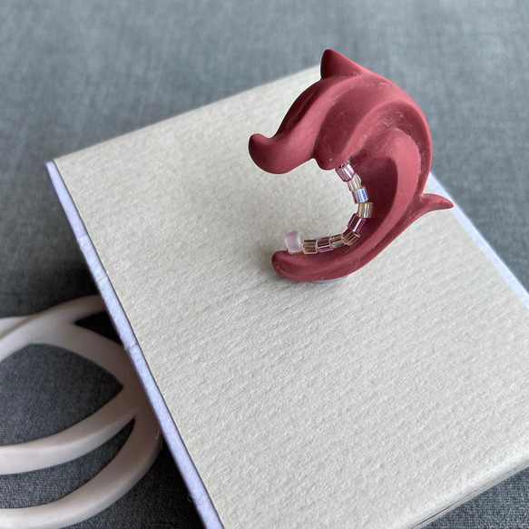 #3 紅莨苕  耳環 : 手工製作軟陶 第2張的照片