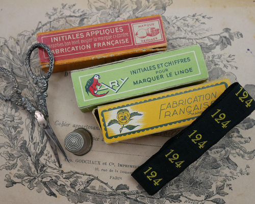 フランスアンティークナンバーテープ4点セット リボン・テープ cherir