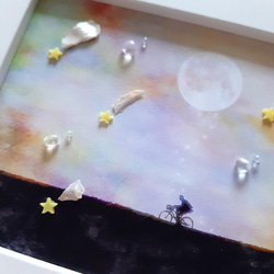 〈流れ星と満月の夜〉貝殻・シーグラスアート 3枚目の画像