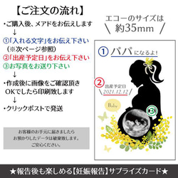 【サプライズ】妊娠報告カード/封筒付き(エコー写真印刷タイプ) col.ミモザ:ポニーテール 3枚目の画像