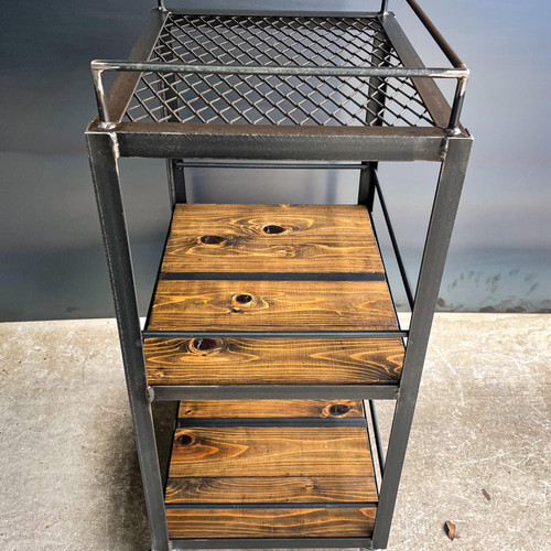 アイアンキッチンワゴンC キャスター付　キッチンカート　アイアン家具 アイアンキッチンワゴンC キャスター付 キッチンカート アイアン家具