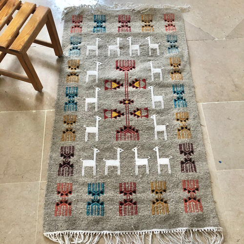 80*120cm トルコキリム ダイヤモンドパターン ラグ 約 ラグ デザイン