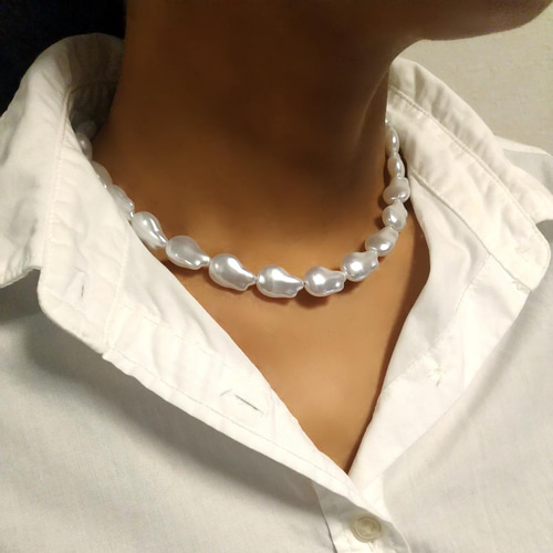 【最終値下】バロックパール　ネックレス　ステラハリウッド　卒業式　入学式　結婚式 卒業式 入学式*大粒バロックパール オイスターパール ネックレス