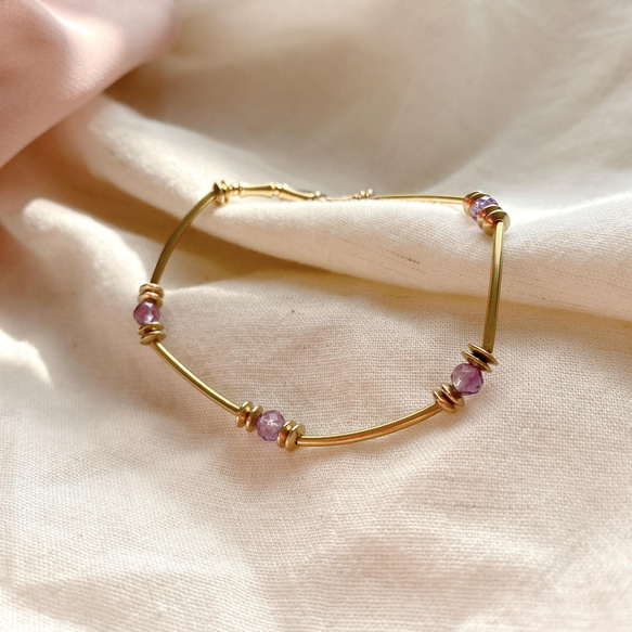 紫宴- 紫水晶 黃銅手環 第9張的照片