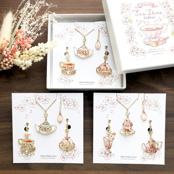 Sakura Teatime Coffret -pink-｜桜コフレ【イヤリング/ピアス&ネックレス】 8枚目の画像