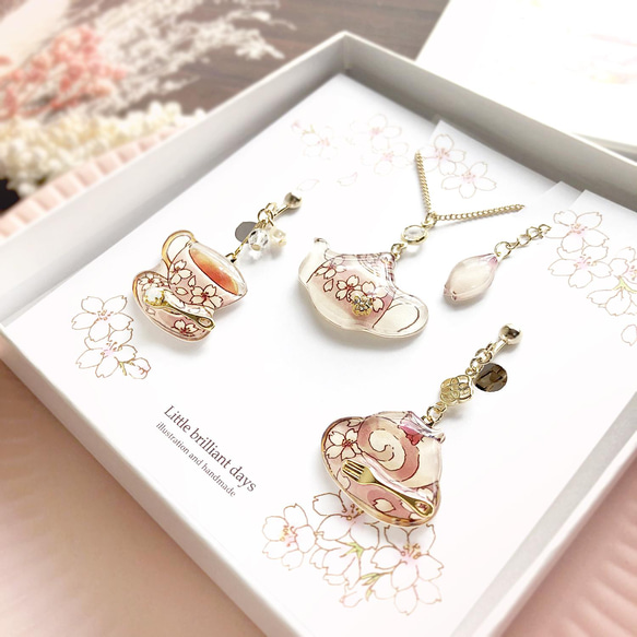 Sakura Teatime Coffret -pink-｜Sakura Coffret [耳環/耳環&amp;項鍊] 第3張的照片