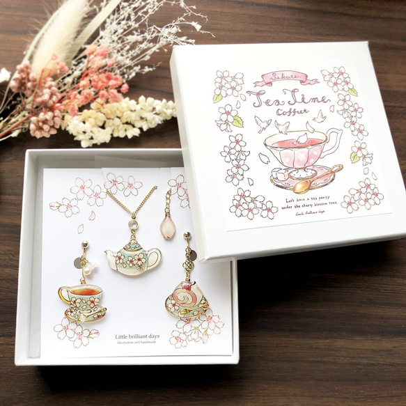 Sakura Teatime Coffret -mint-｜Sakura Coffret [耳環/耳環&amp;項鍊] 第6張的照片