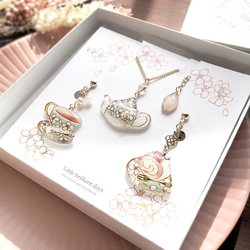 Sakura Teatime Coffret -mint-｜桜コフレ【イヤリング/ピアス&ネックレス】 3枚目の画像