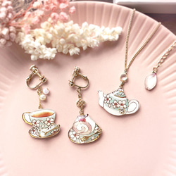 Sakura Teatime Coffret -mint-｜Sakura Coffret [耳環/耳環&amp;項鍊] 第4張的照片