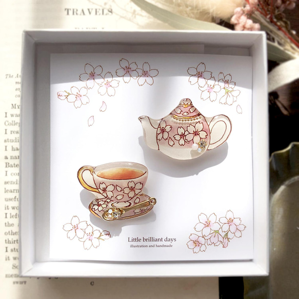 Sakura Teatime Coffret -pink-｜桜コフレ・ピンク【ブローチセット】 2枚目の画像