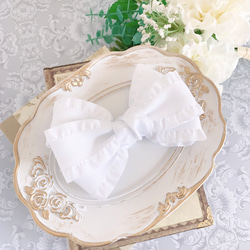 フリル トリプルリボン 白 ホワイト 量産型 フォーマル リボンヘア