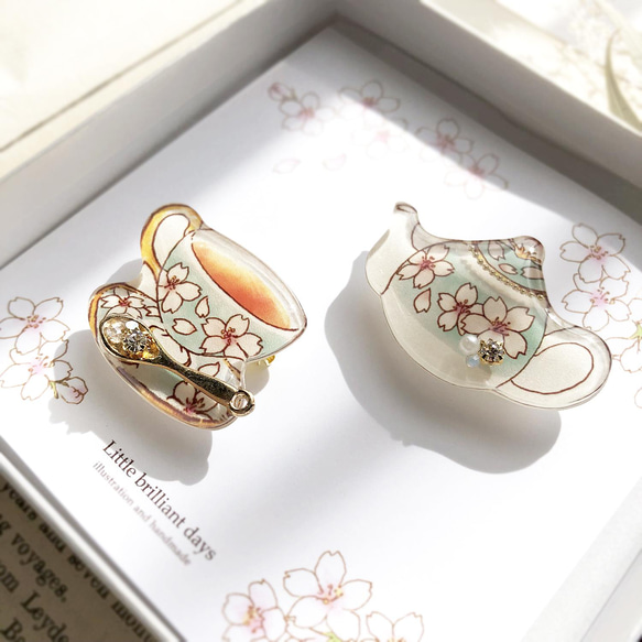 Sakura Teatime Coffret -mint-｜桜ティーコフレ・ミント【ブローチセット】 3枚目の画像