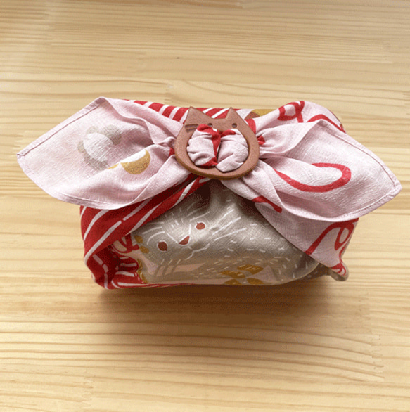 セット】tomekoにゃんこ＋小風呂敷katakataネコと毛糸 ☆革の留め具