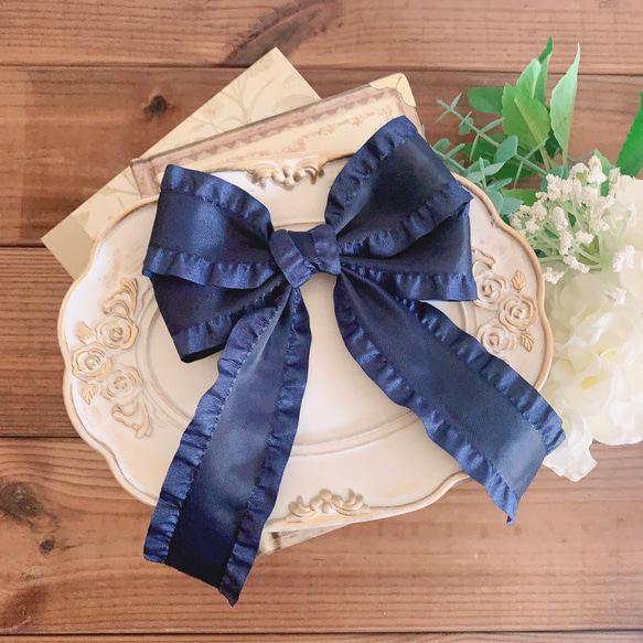 k-ai様ハンドメイド♡ビニールフリフリリボン パープル×ブラック④ k-ai様ハンドメイド♡ビニールフリフリリボン パープル×ブラック