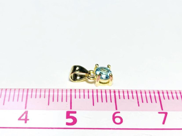 【天然石ペンダントトップ】スイスブルートパーズ 4mm　18KGP製　ネックレス　ハンドメイド素材 5枚目の画像