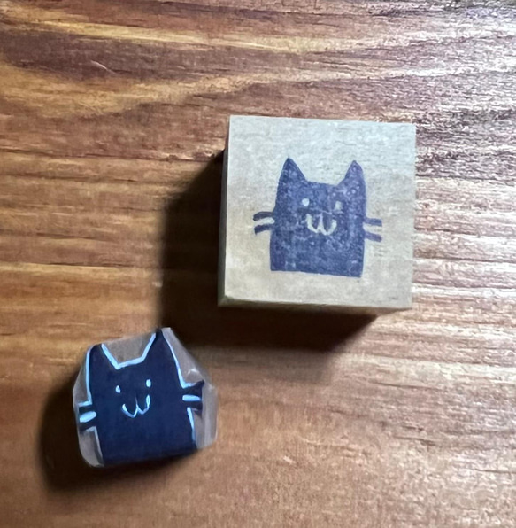 はんこ ハンコ かわいい イラスト キャラクター ワンポイント にゃんこ 猫 ネコ 黒猫 はんこ スタンプ マーク 印 1枚目の画像