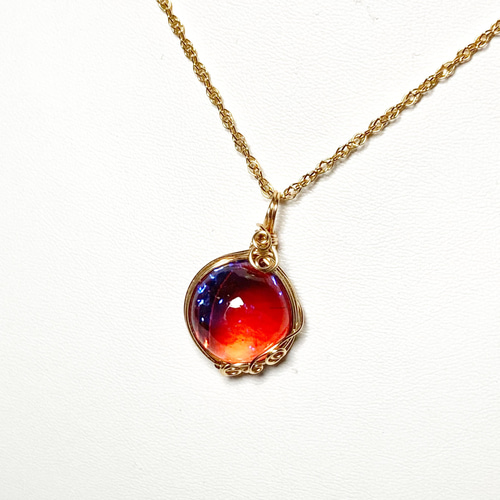 ドラゴンズブレス （レッド） / ワイヤーラップ ネックレス ペンダント