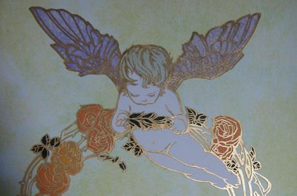 切り絵アート　「天使のフラワーリング」 