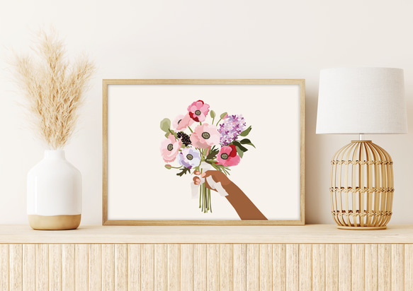 癒しのインテリアblooming joy＊ピンク系フラワーアート／キャンバス原画 野に咲く花・癒しの絵 絵画アート 「bloom」 インテリア 幸せ