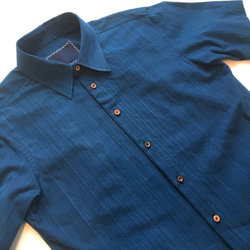 VARIOUS 武州藍染 ランダムウッドボタン L/S シャツ 長袖 Bushu Aizome Shirts w/woo 1枚目の画像