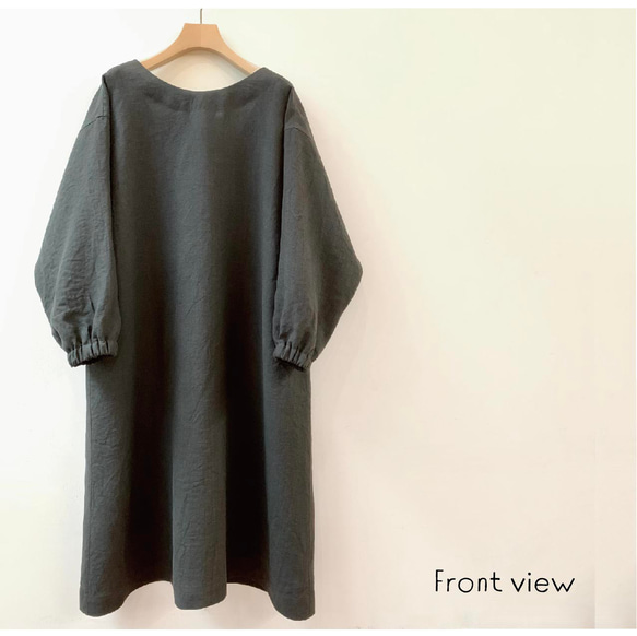 全5色　おしゃれ 割烹着　リネン(FrenchLinen)100%【 国内生産生地 】 2枚目の画像