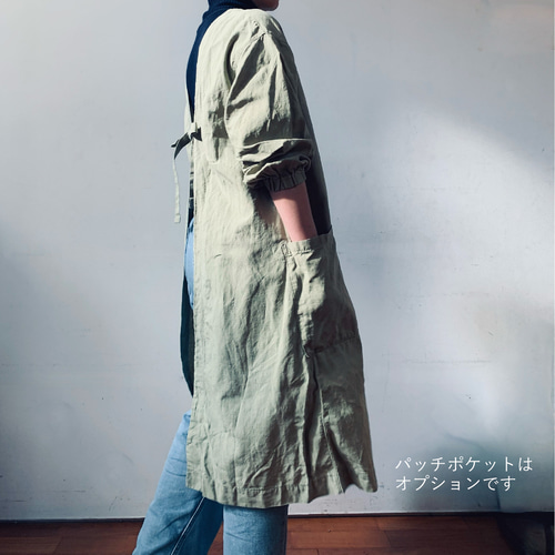 全4色 】おしゃれ 割烹着 リネン(FrenchLinen)100% ◎国産生地