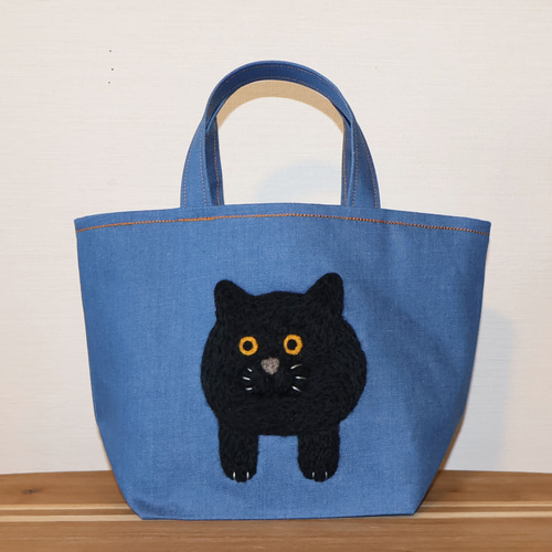 デニムリメイクバックS アイス猫ちゃん デニムリメイクバックS ねこちゃん （アクビちゃん様専用デニム