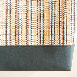 【SALE】春のマルチストライプ手織り布の大きめトート（ピンクベージュ） 4枚目の画像