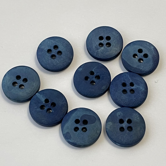 藍染ウッドボタン【15mm *9個】マーブル 2枚目の画像