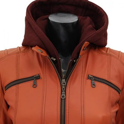 羊革・フリースフード付き羊革ジャケット Sheep Leather Jacket with Fleece Hood 2枚目の画像